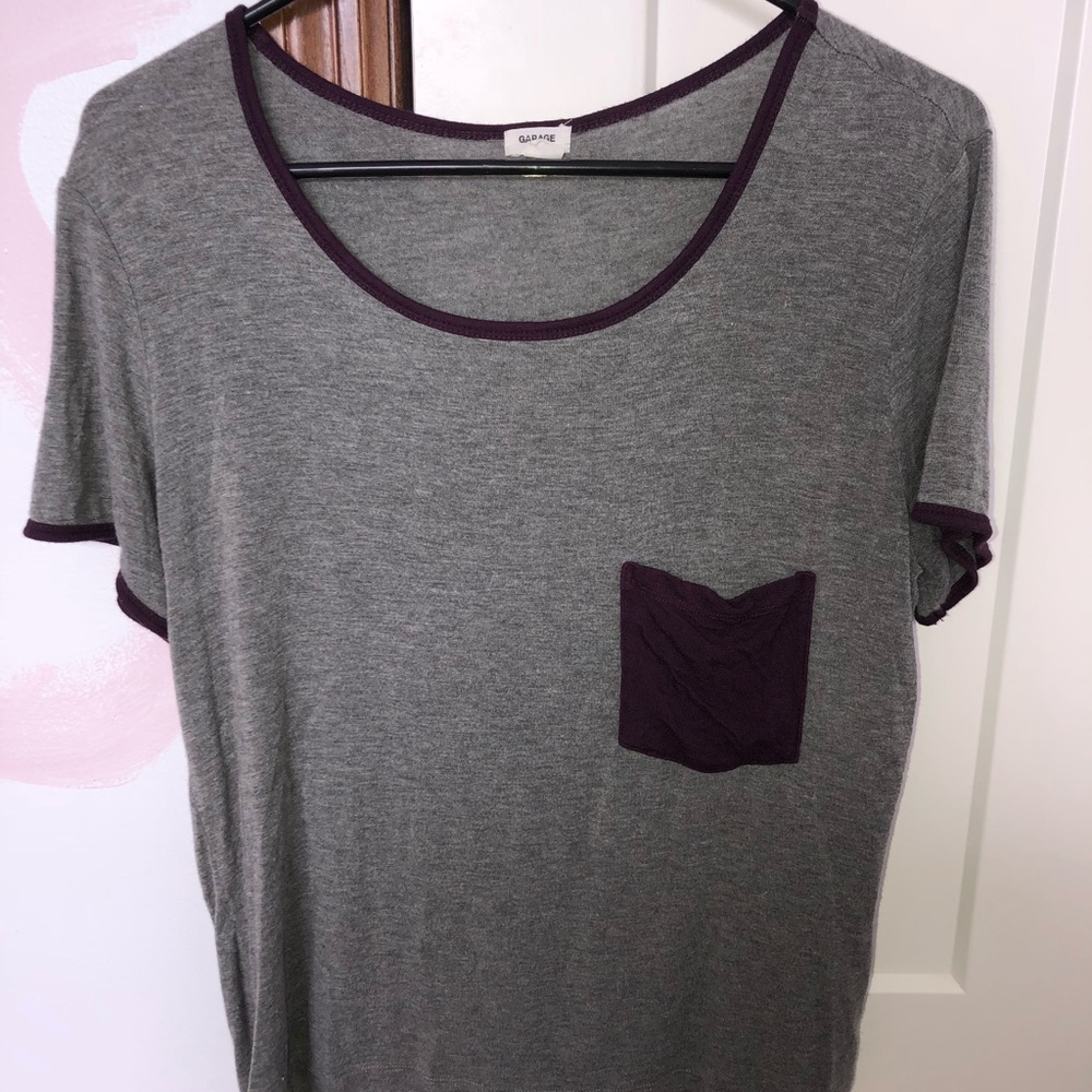 Grey & Maroon T Shirt